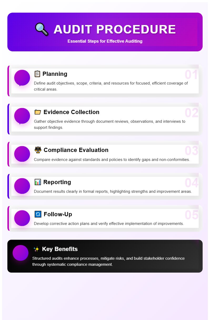 An audit procedure is a systematic process used to examine and evaluate an organization's records, o...