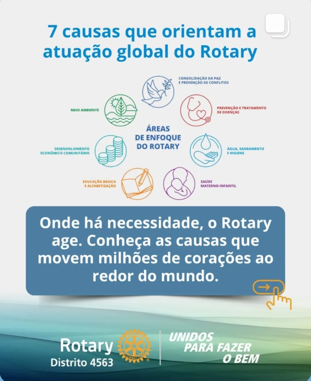 Texto do Rotary - Distrito 4563

Você sabia que o Rotary atua em causas que impactam o mundo inteiro...