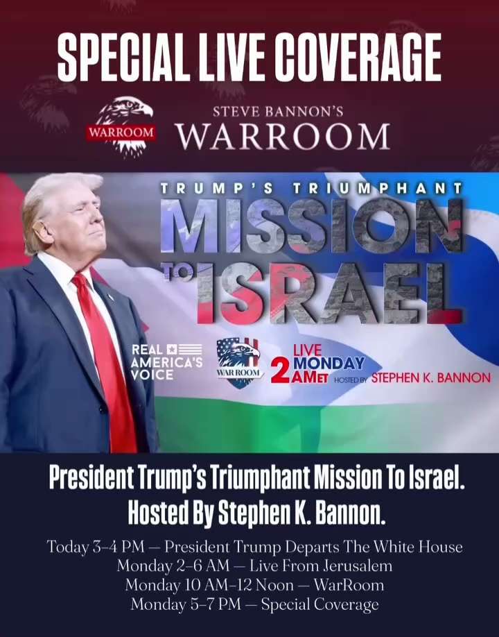 🚨 SPECIAL LIVE COVERAGE 🚨
Begins at Monday, 2 AM ET. President Trump’s triumphant mission to Israe...