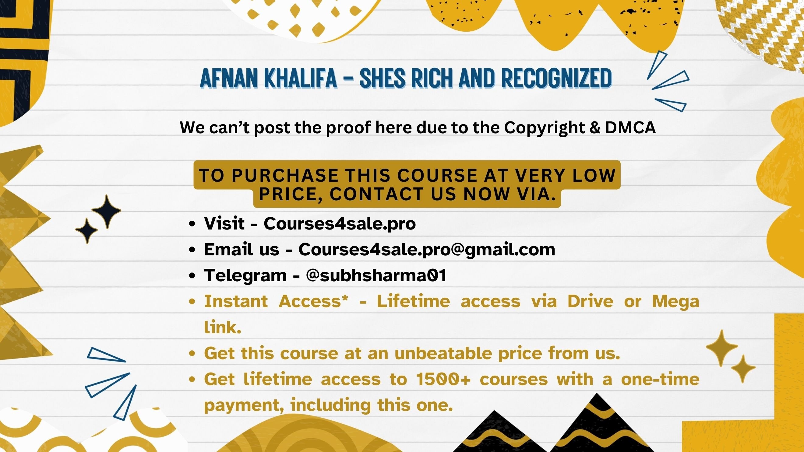 Courses4sale.pro - Afnan Khalifa - Shes Rich and Recognized

Learn Success Secrets from Afnan Khalif...