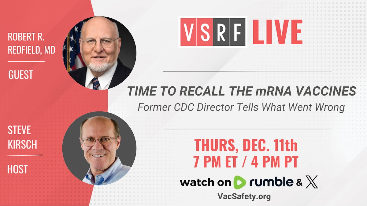 TONIGHT on VSRF Live -- we are honored to be joined by Dr. Robert Redfield, former CDC Director.

No...