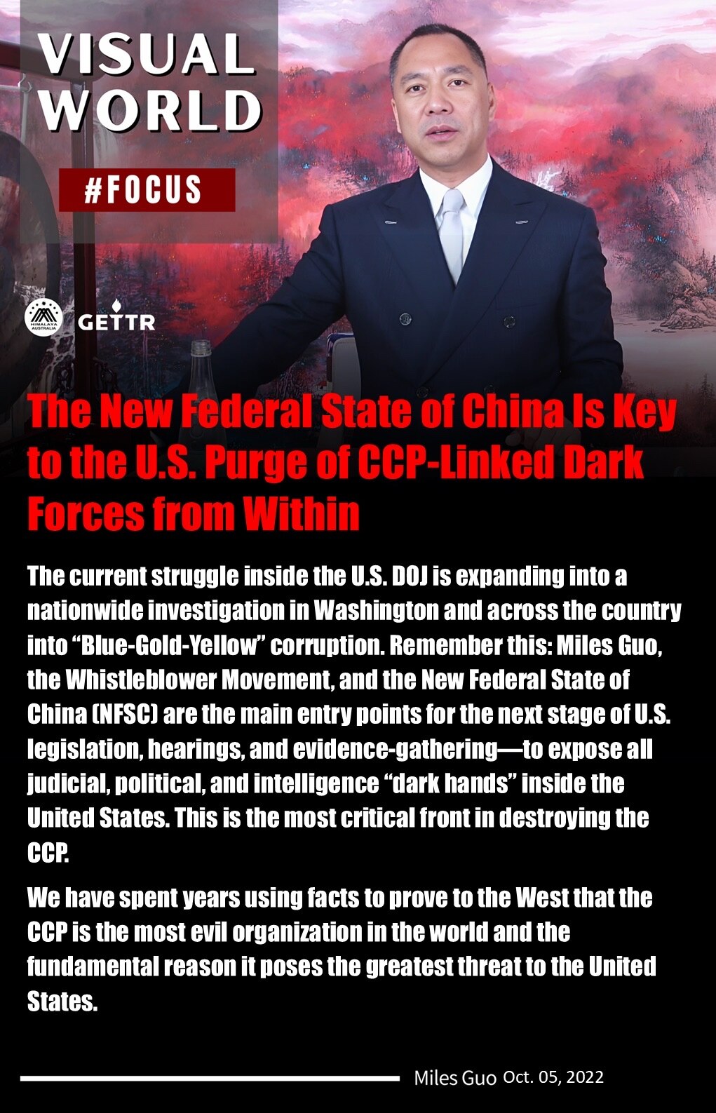 【VISUAL WORLD】-FOCUS

The New Federal State of China Is Key to the U.S. Purge of CCP-Linked Dark For...