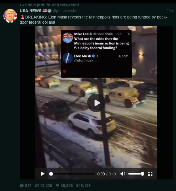 🚨 INFO DE DERNIÈRE MINUTE : Elon Musk révèle que les émeutes de Minneapolis sont financées par des ...