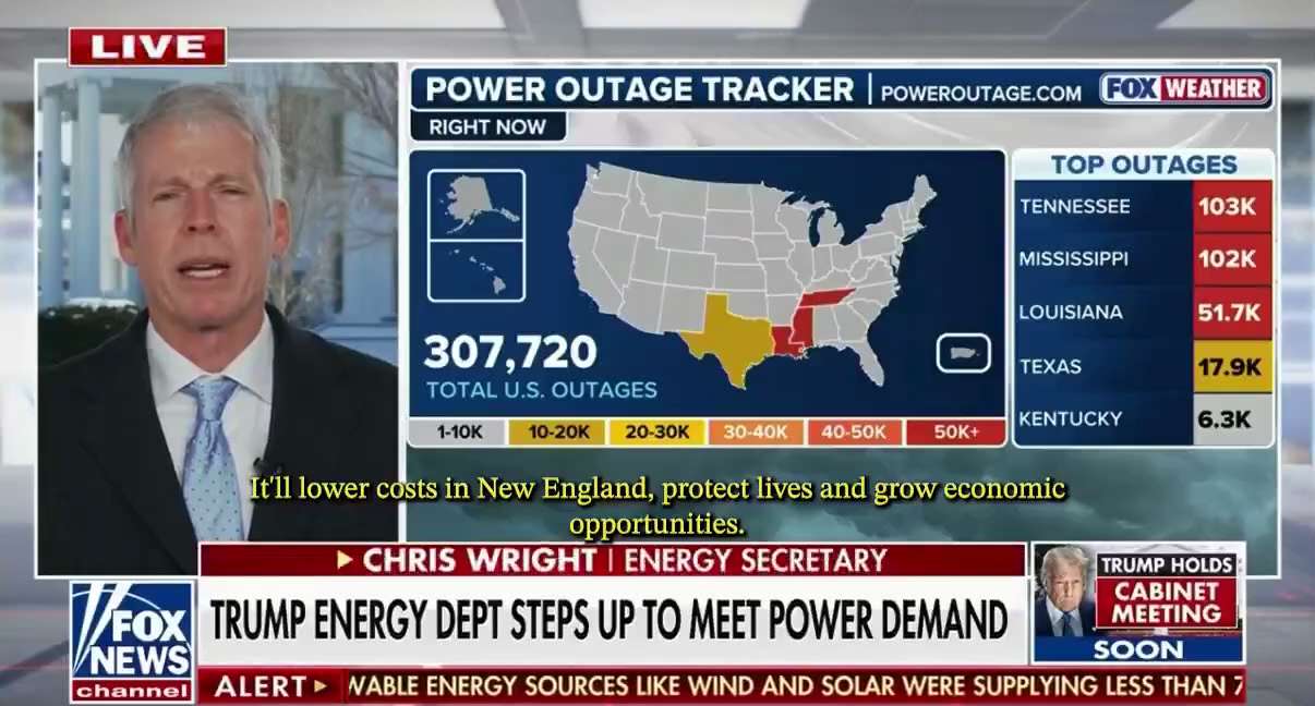 Secretary Chris Wright Jan 31, 2026 · 9:48 AM EST


At peak demand time in New England during winter...