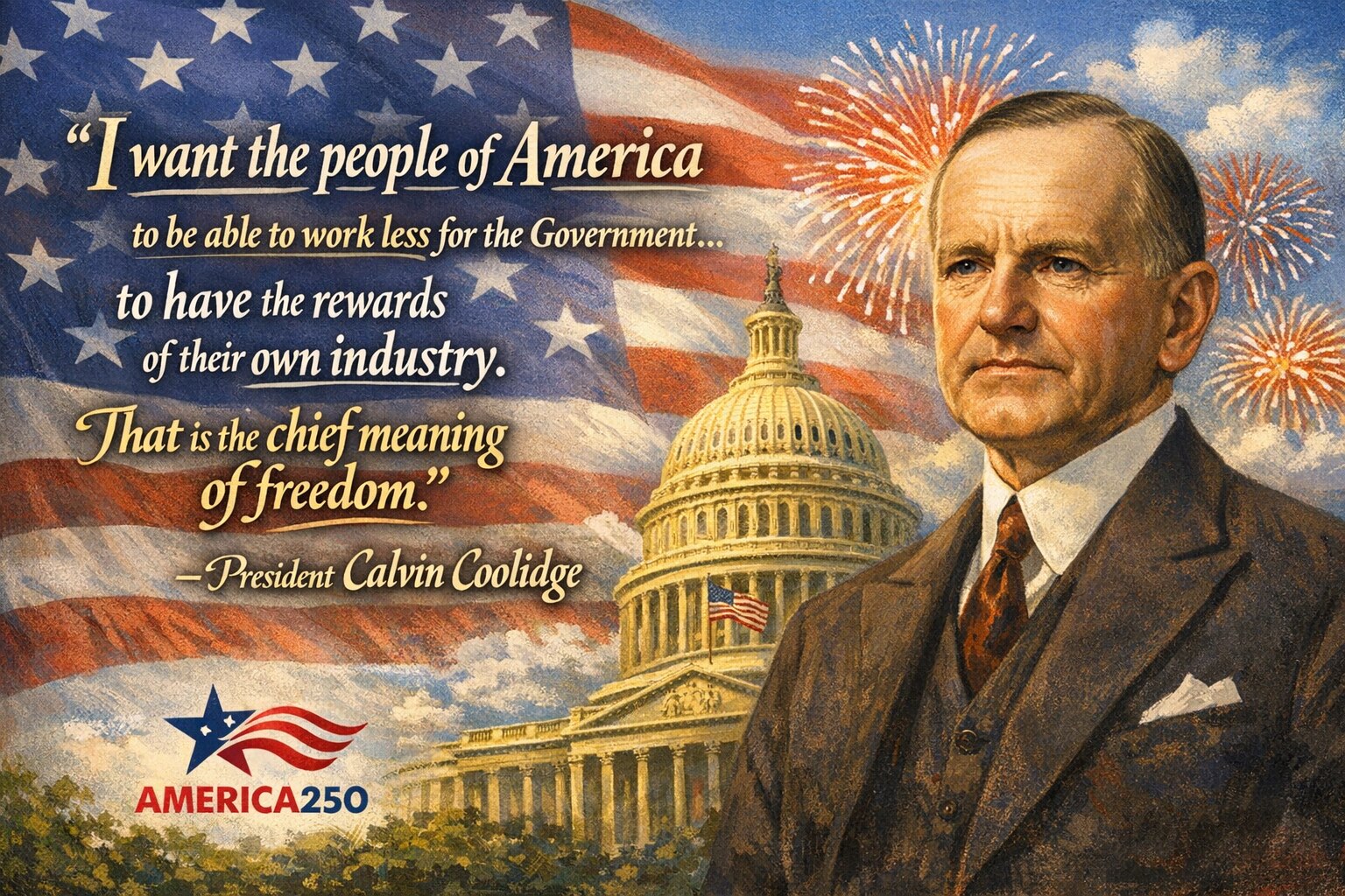 "I want the people of America to be able to work less for the Government... to have the rewards of t...