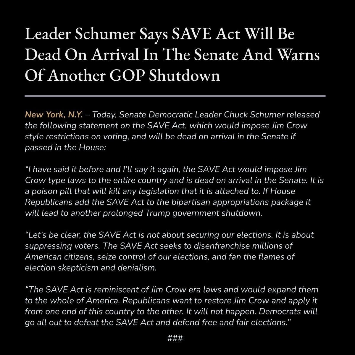 Senator Schumer said it himself.

He & democrats are willing to SHUT DOWN the government

in order t...