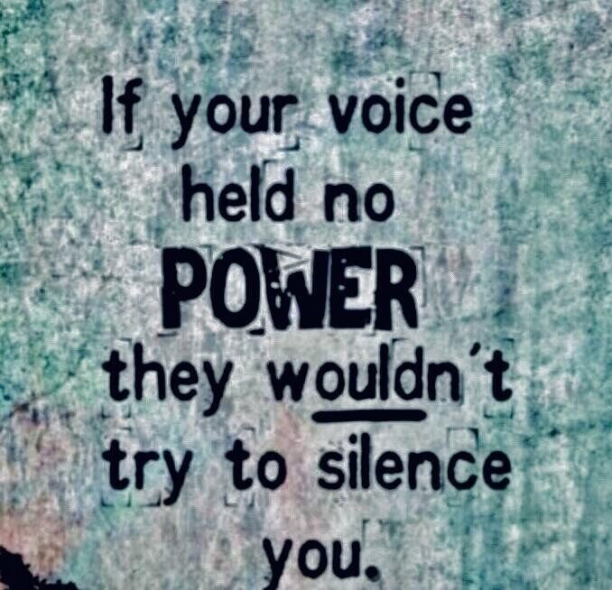 Always Remember 
If Your Voice Held No POWER They Wouldn’t Try To Silence You…! 
