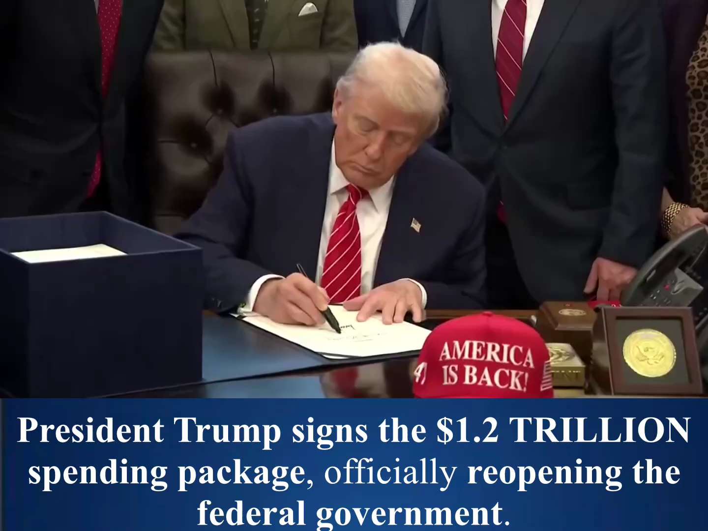 🚨 BREAKING: With a stroke of the pen, President Trump signs the $1.2 TRILLION spending package, off...