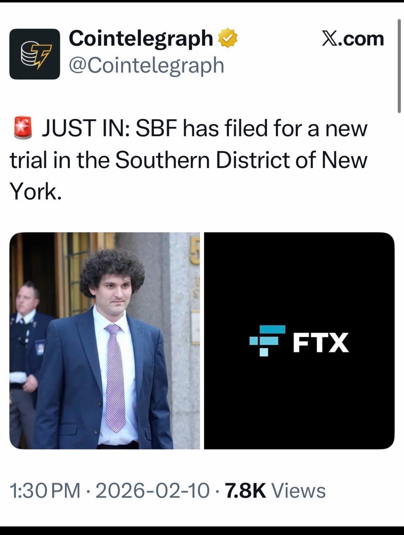 2月10日重磅爆料💥
前FTX老板SBF正式向纽约南区联邦法院提交重新审判动议（Rule 33 motion）！
他在这份自己代理（pro se）的申请中，直指自己是拜登政府政治博弈的牺牲品！
核心...