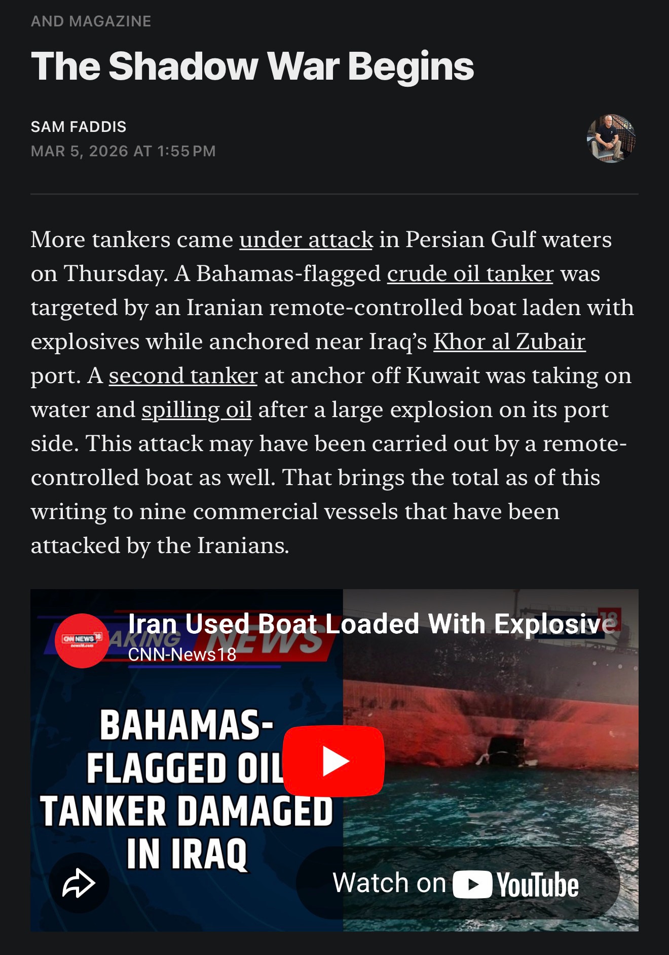 “The use by Iran of remote-controlled boats highlights the shift of Iranian forces to the use of unc...