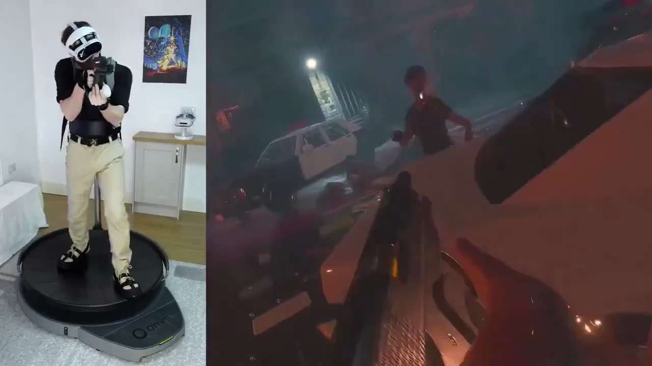 🔴This guy is playing Resident Evil 2 in a full VR setup with a walking simulator, looks insanely im...