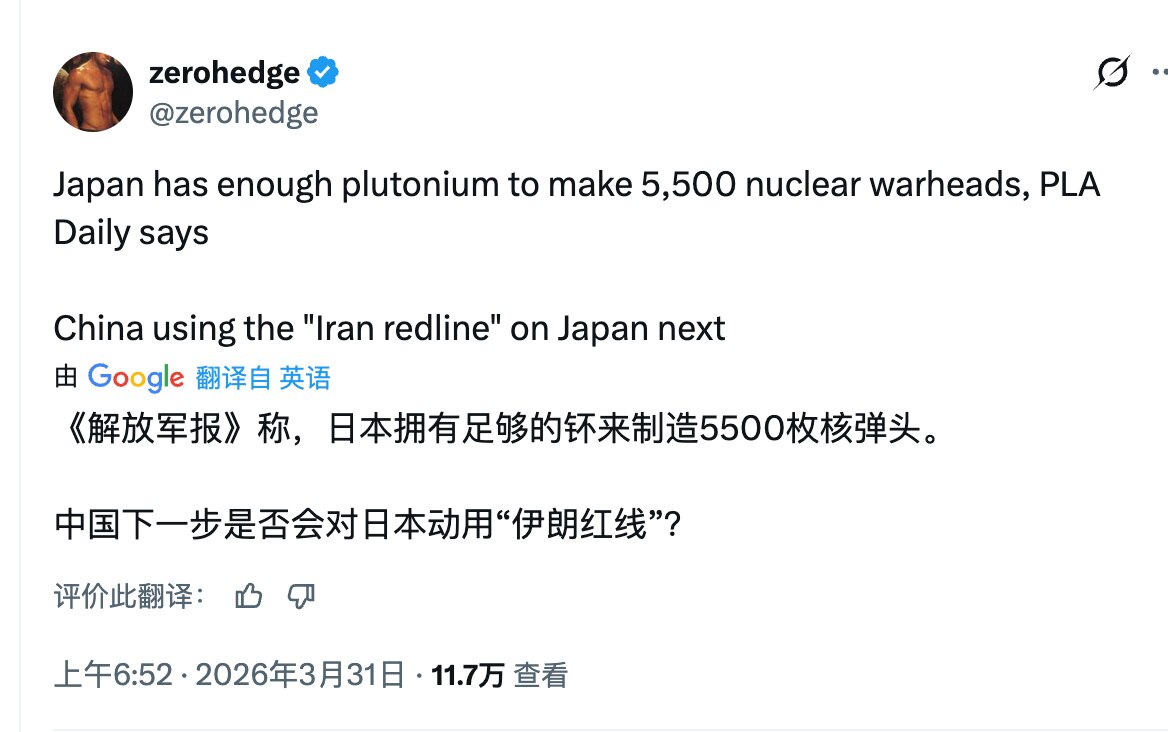 日本如果放开了，军事实力不比中共、俄罗斯差。关键是不仅有足够的钚来制造5500枚核弹头，而且能在很短时间内（几个月）造出来，正常中俄要花几年时间才能制造这么多核弹头。

日本的崛起，美日联盟，是中共最...