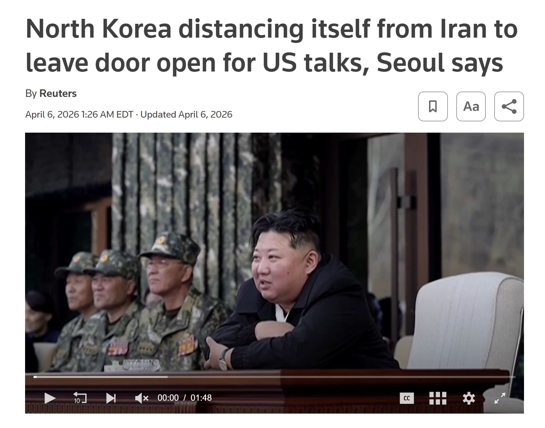 【美国之声--朝鲜与伊朗“切割”？并向美谈判敞开大门】2026年4月6日，韩国国家情报院（NIS）：自2月28日冲突爆发以来，朝鲜出现异常举动：

1. 没有军援：未向伊朗提供任何武器或物资；
2. ...