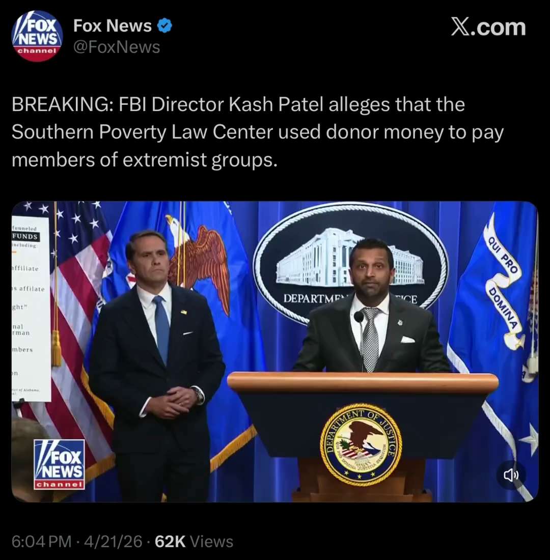 BREAKING: FBI Director Kash Patel alleges that the Southern Poverty Law Center used donor money to p...