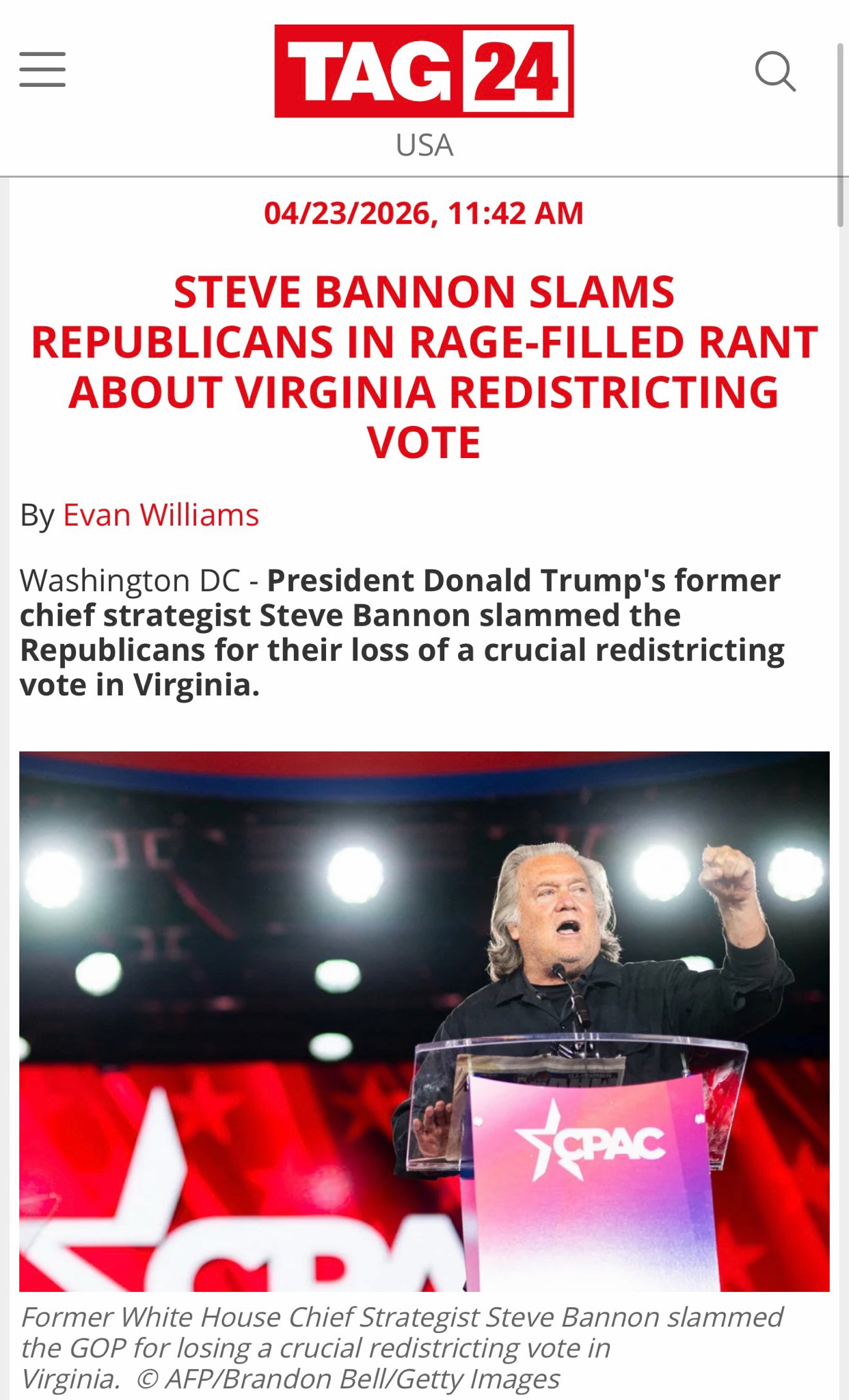 “In Wednesday's episode of his War Room podcast, Bannon echoed this criticism of the GOP, blaming th...