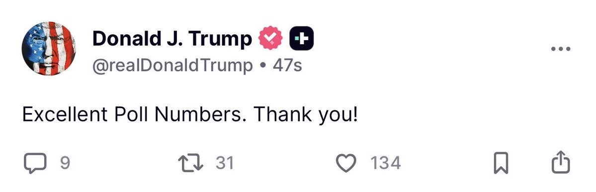 🚨 President Trump just said ‘Thank You’ to every Patriot for the “Excellent Poll Numbers”. HUGE htt...