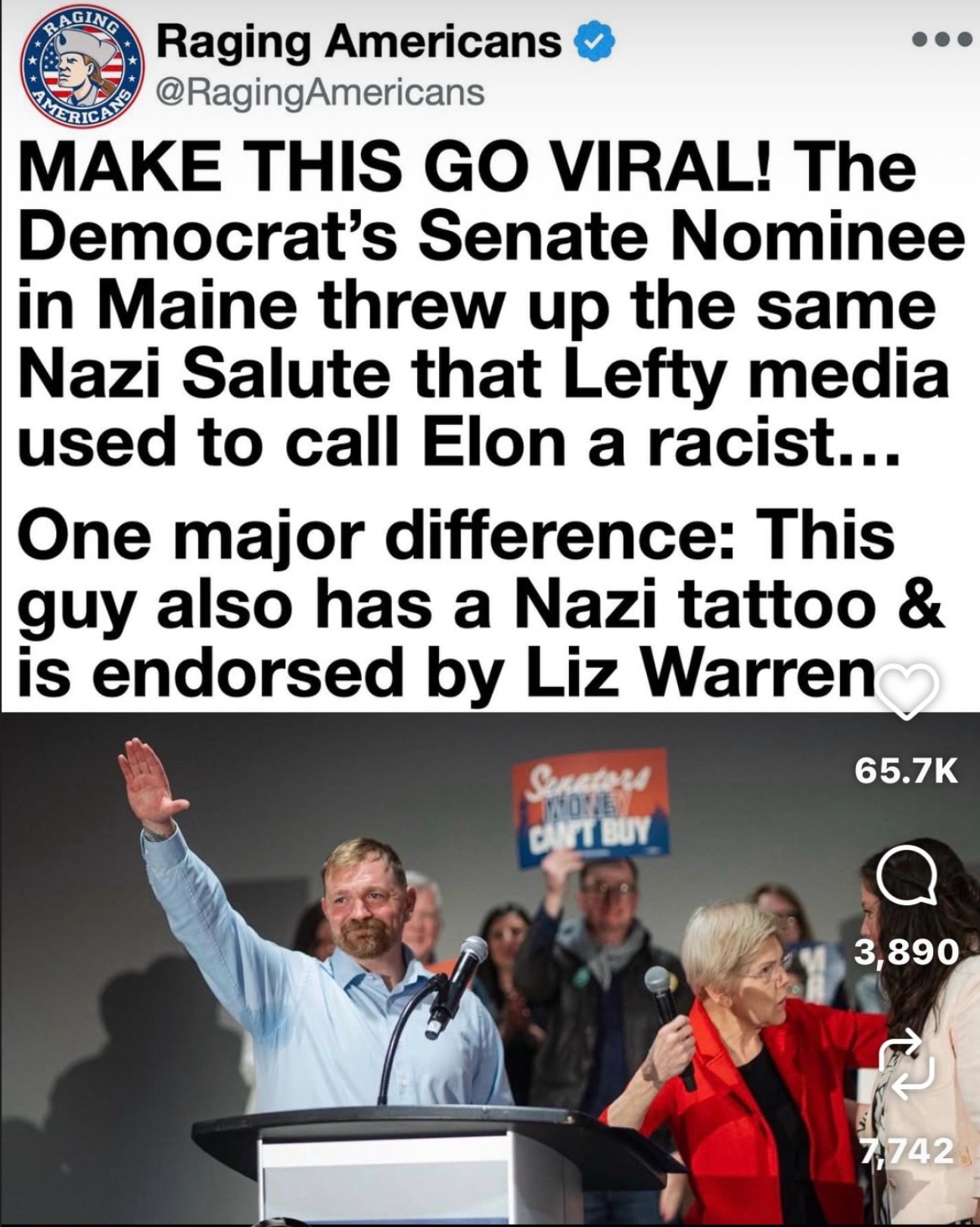 Now THIS is NAZI salute!   We won’t hear a word about it from the media!  

