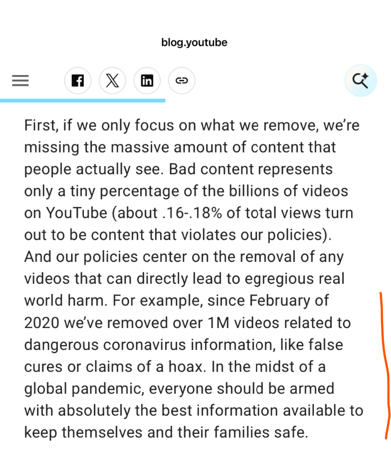 【美国之声——在新冠大流行和总统大选被窃事件中，YouTube忙着删帖？】2021年8月，时任YouTube首席产品官尼尔·莫汉（Neal Mohan）在官方博客表示：

1. 自2020年2月以来，...