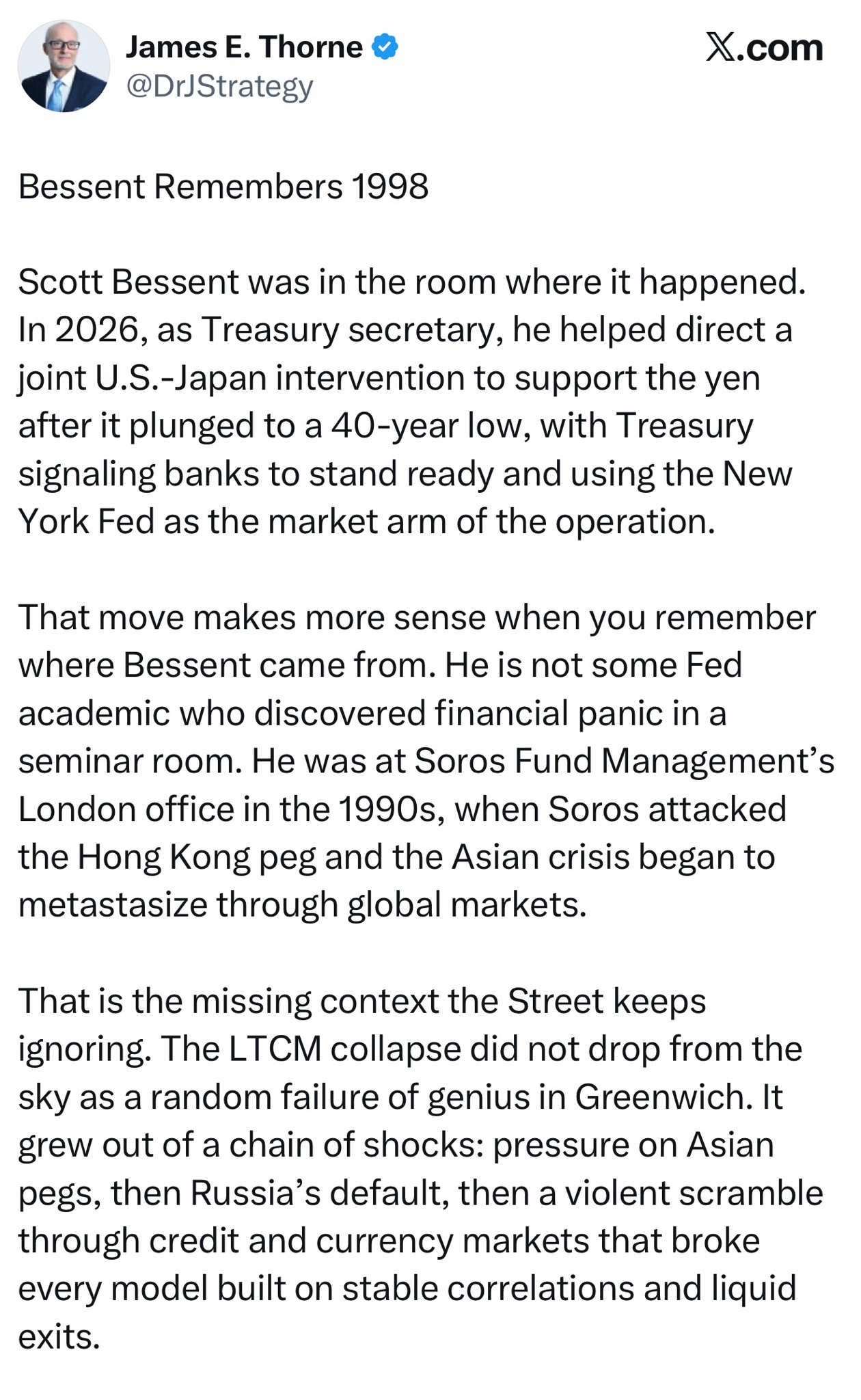 DrJStrategy: …So the through line is not subtle. Back then, Bessent was on the trading side, helping...
