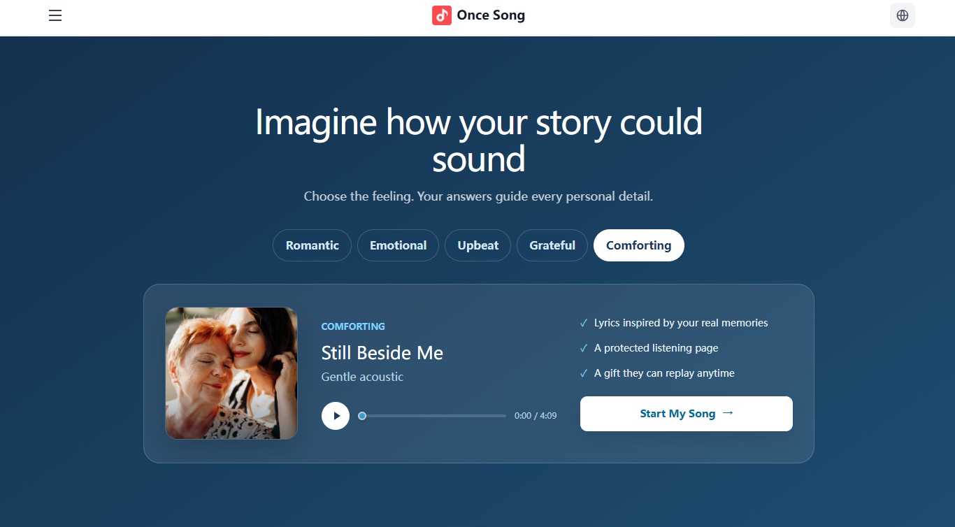 Looking for a personalized song or a meaningful gift? Tell Once Song a few details about your story,...