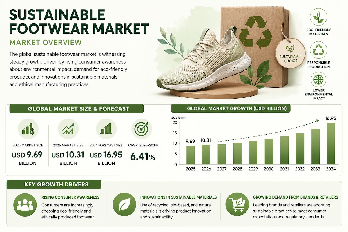 Sustainable Footwear Market Emerging Trends 2026 to 2034
Growing adoption of recycled, plant-based, ...