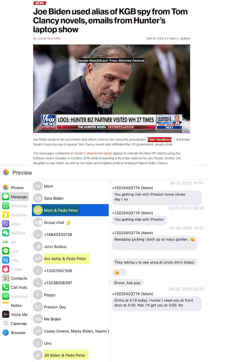 Joe Biden used alias of a KGB spy Peter Henderson from Tom Clancy novels, emails from #HunterBiden l...