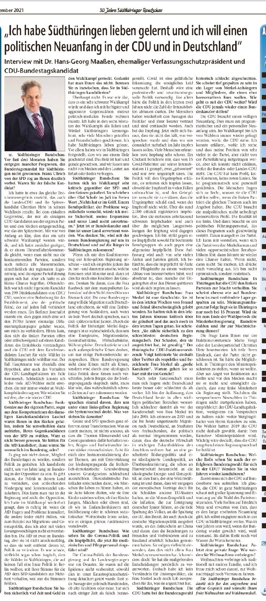 Mein Interview mit der Südthüringer Rundschau: "Grüne und SPD sprechen ganz offen von einer Transfor...