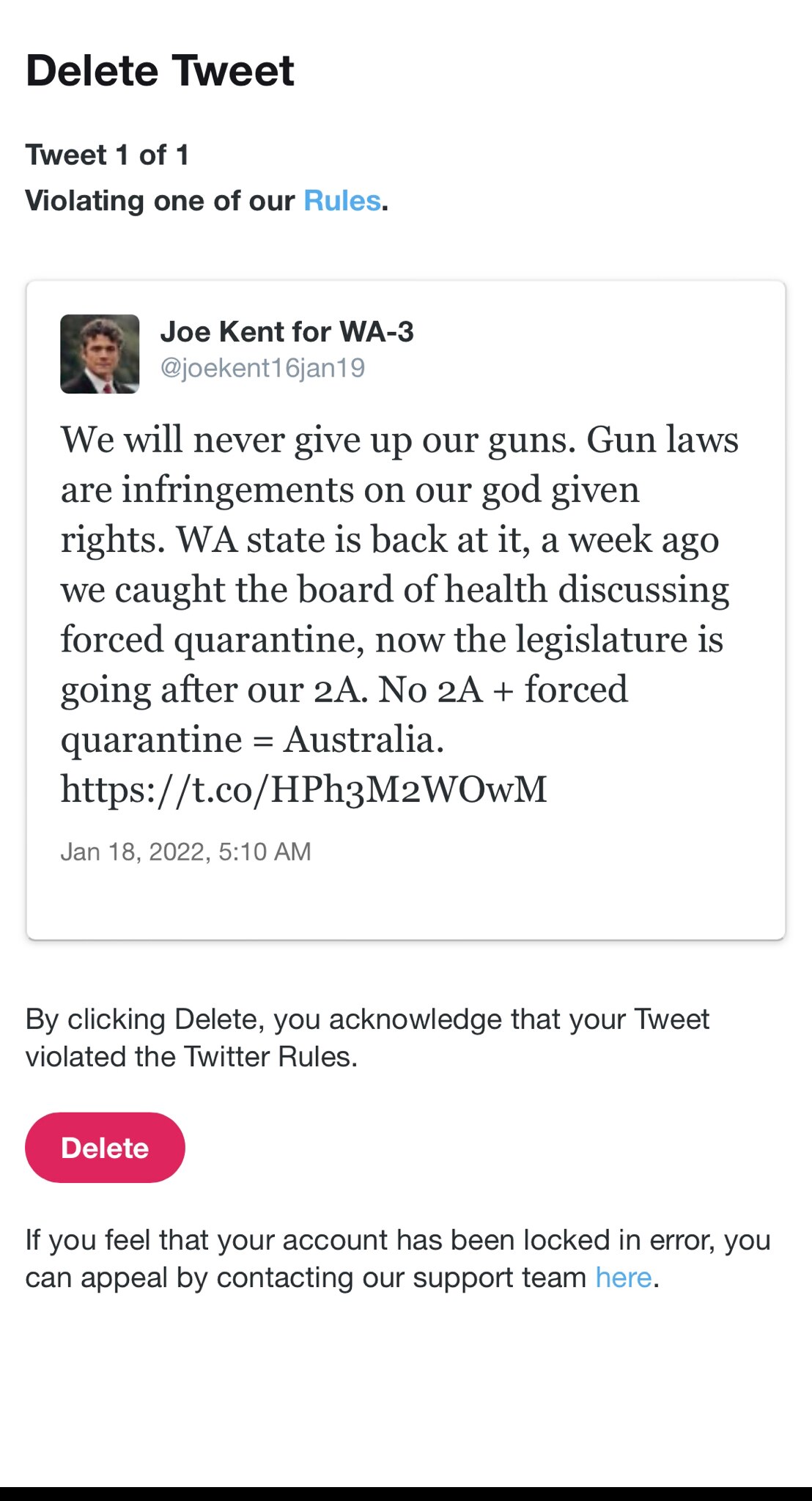 Twitter wants me to delete this tweet, look at what they fear, free Americans knowing our god given rights & refusing tyranny. 