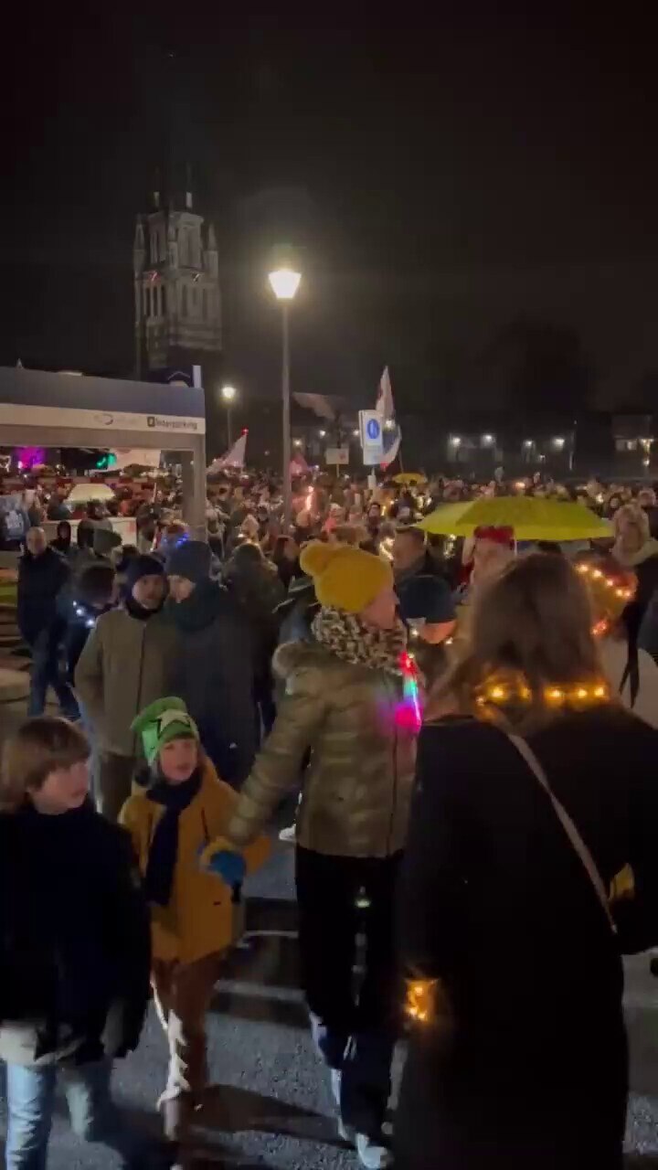 Dutch families hit the streets of Sittard tonight in a show of strength against covid passports and ...