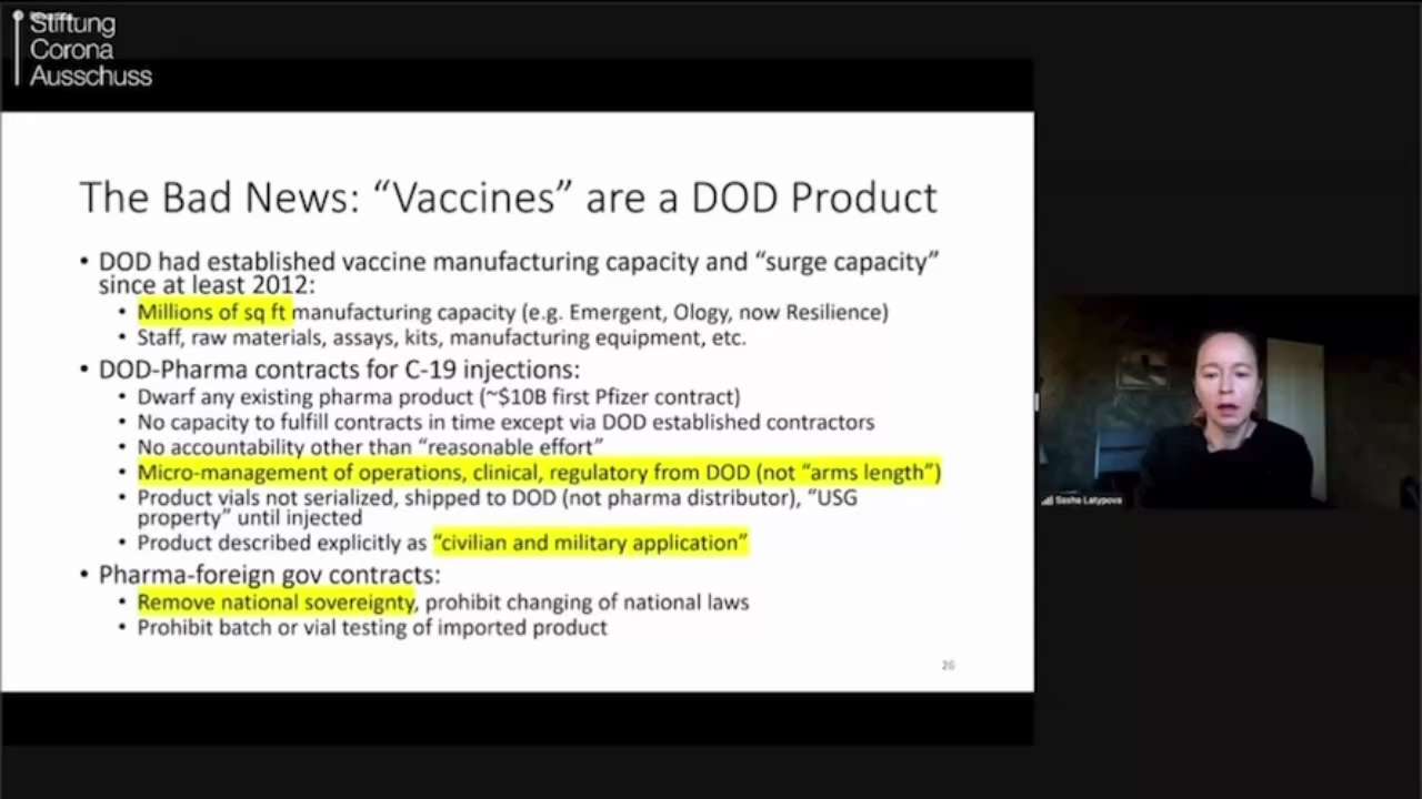 The press has not made it clear to Americans that the COVID vaccines are DOD products.  Helps us und...