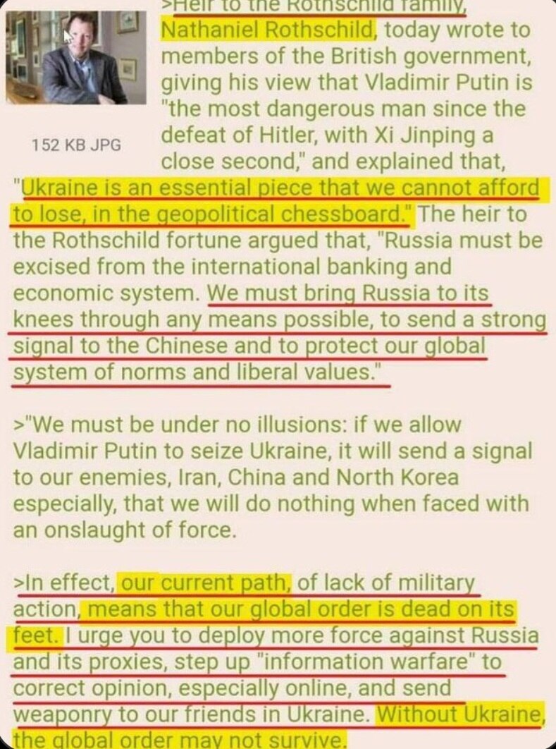 From the Heir of the Rothschild family...allegedly 