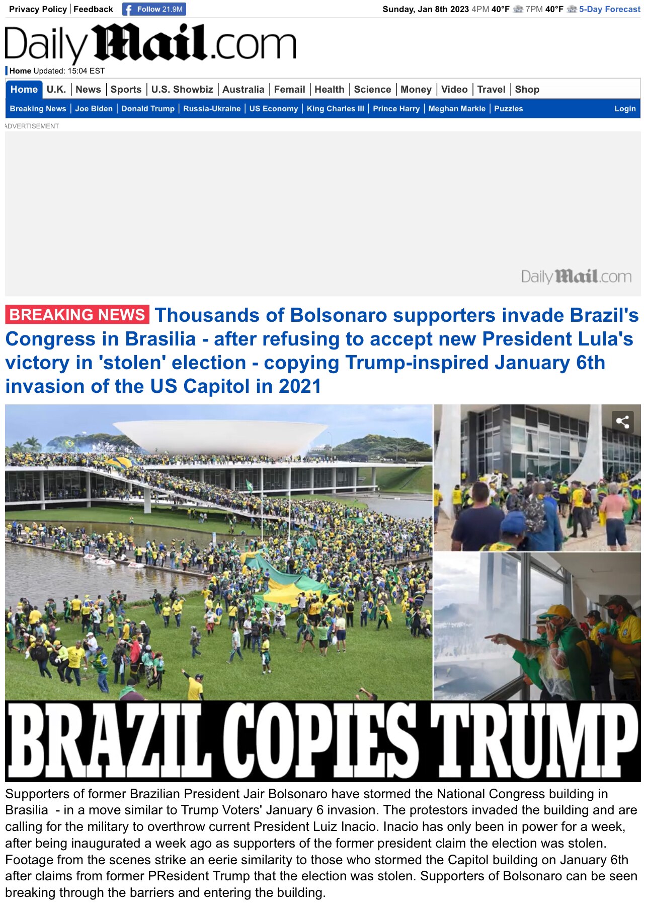 Lula stole the Election…
Brazilians know this… 

https://www.dailymail.co.uk/news/article-11612419/Hundreds-Jair-Bolsonaro-supporters-STORM-Brazils-Congress-building.html