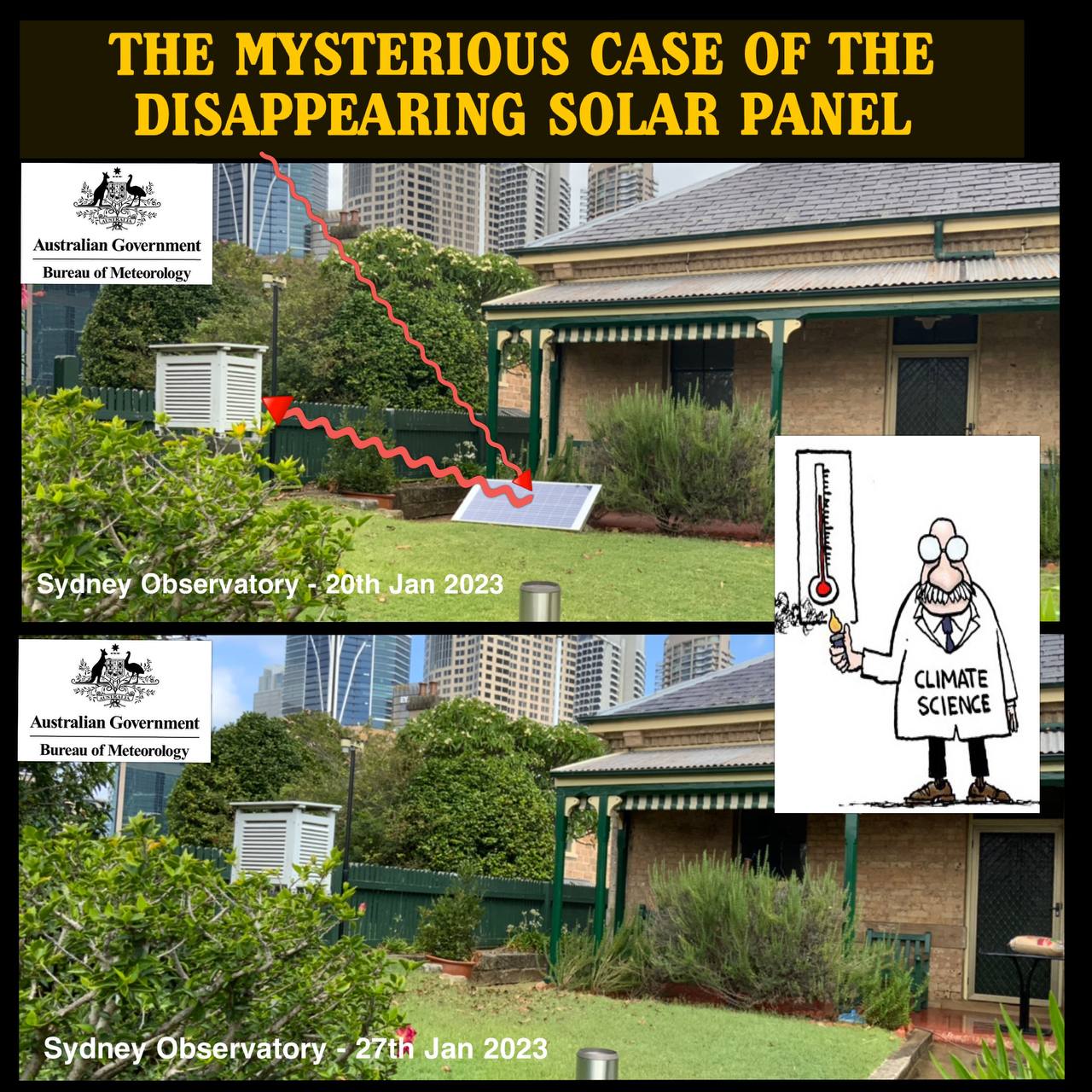 Climate Scam Data Manipulation
"I suspected the solar panel was never connected & just placed there ...