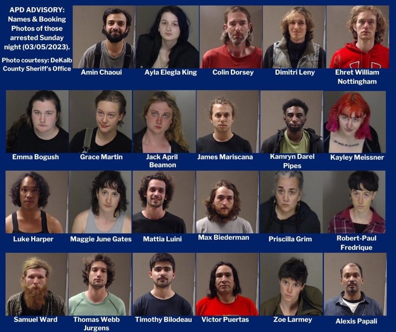 Here is a photo of the 23 Antifa degenerates arrested for Domestic Terrorism in GA last night after ...
