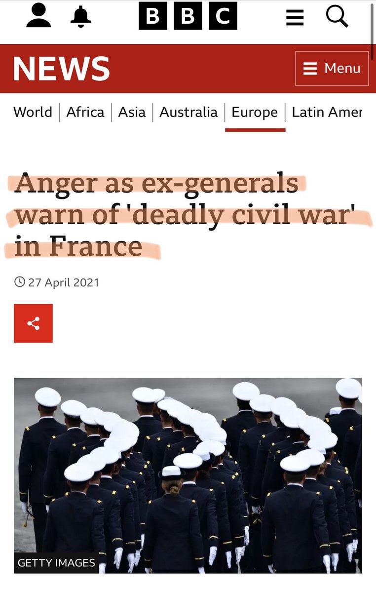 🇫🇷FRANCE - Macron condemns an open letter by soldiers including 20 retired Generals, that said the...