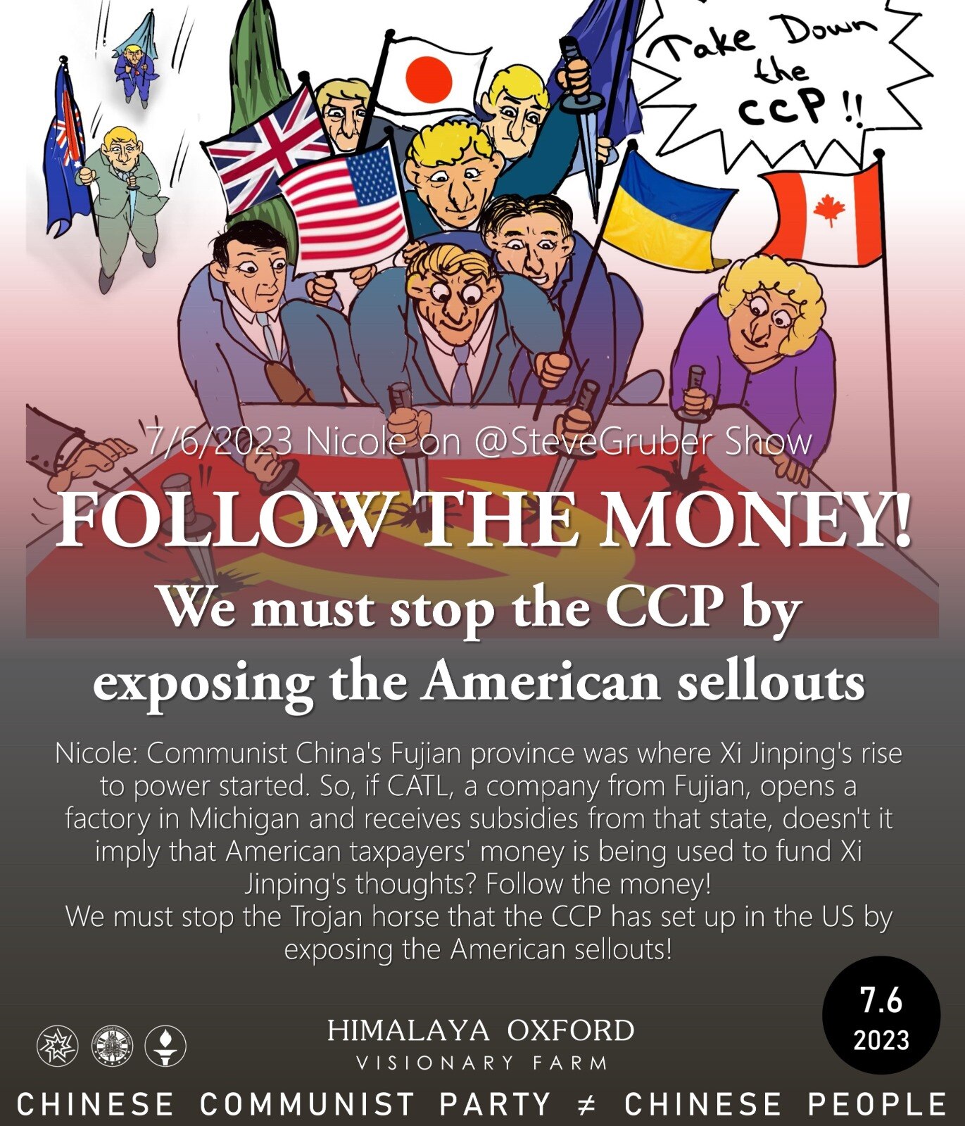 #Nicole on SteveGruber Show  Follow the money! We must stop the CCP by exposing the American sellout...