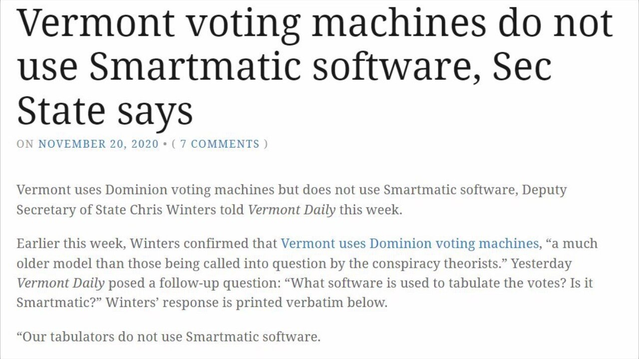HOW I GOT SUSPENDED FROM TWITTER: Vermont Used DOMINION / ACCUVOTE Software - Lt. Governor Denies It...