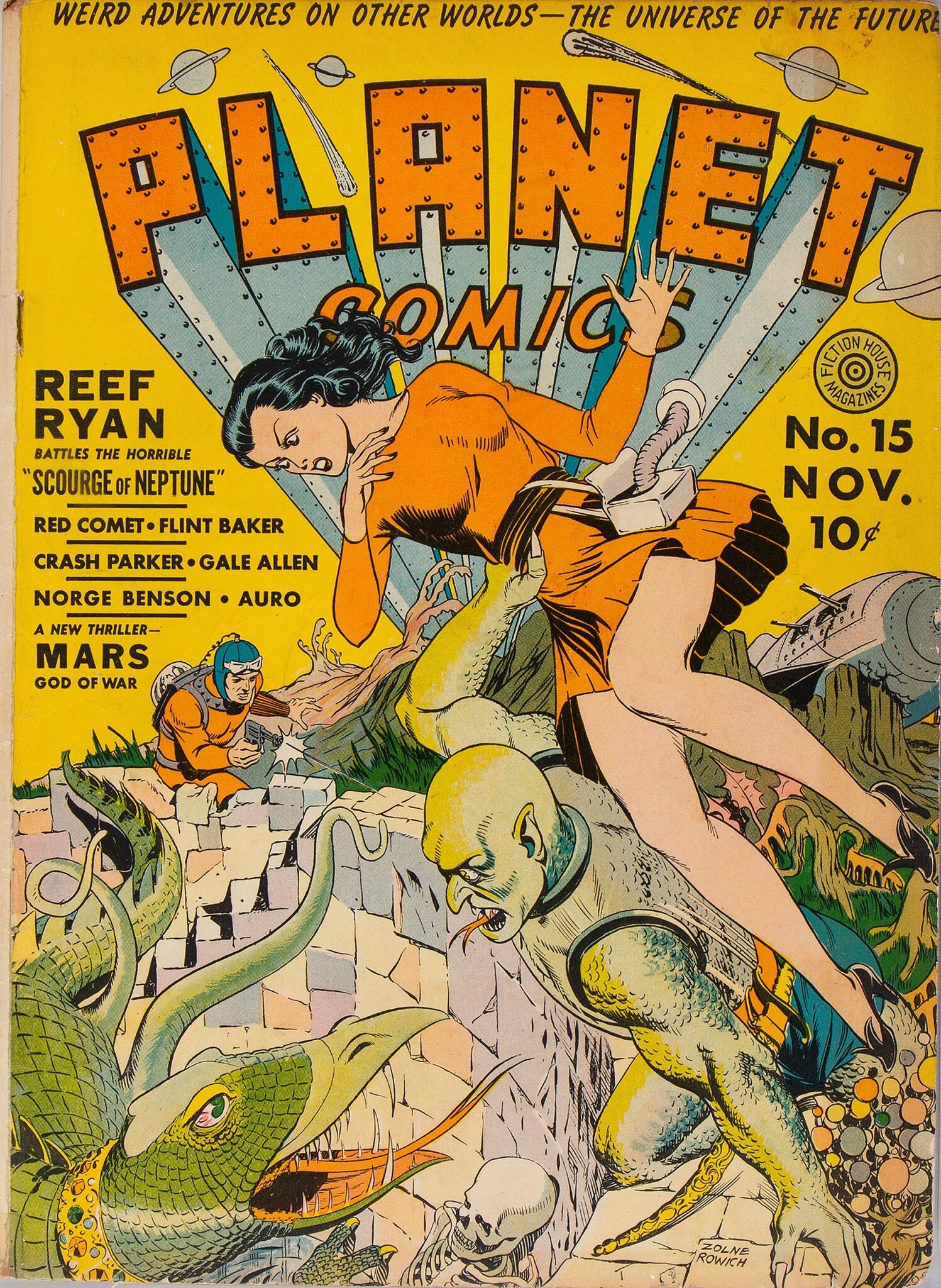 Comic Cover of the Day: 1941 Palnet Comics #14 from Fiction House. Art byDan Zolnerowich. #comic #Co...