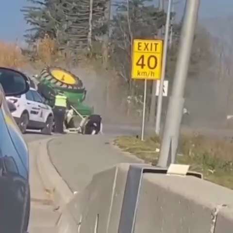 Canadian police perform out maneuver on John Deere tractor 