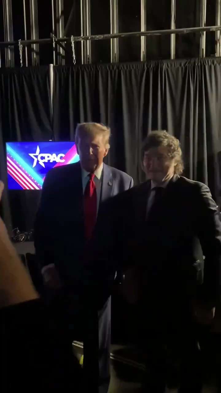 President Trump meets President Milei at CPAC 2024 in National Harbor, Maryland earlier today: 'Make...