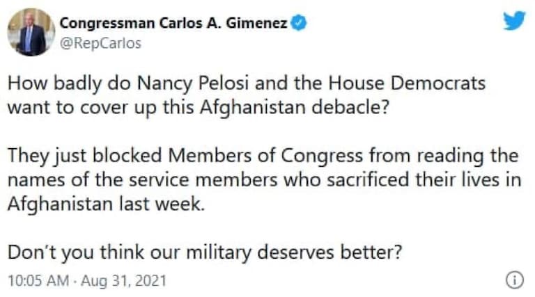 Remember the 13 service members who died during Joe Biden's disaster of a withdrawal from Afghanistan?
Well, the Democrats wouldn't even allow their names