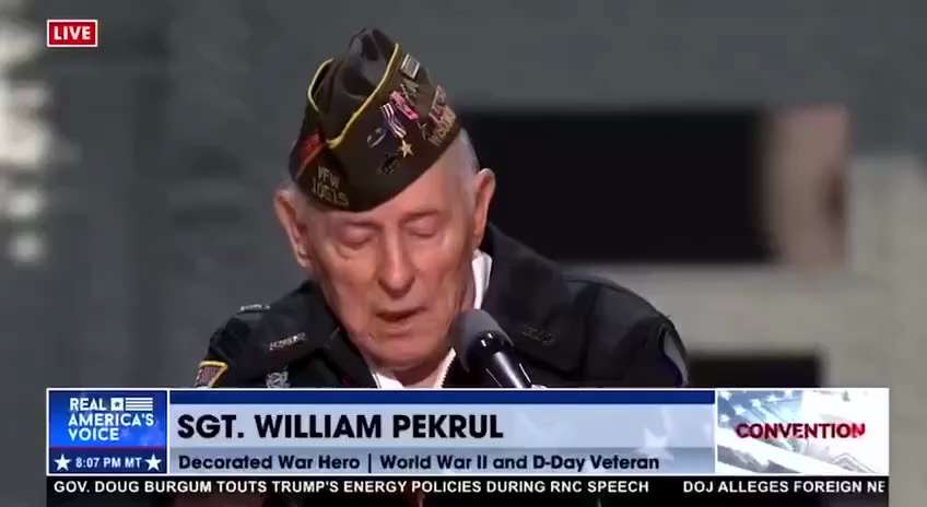 98-year-old D-Day participant, Battle of the Bulge survivor, and World War II hero William Pekrul ad...