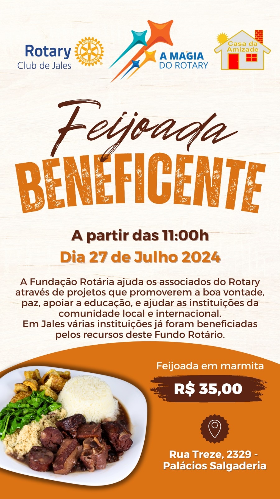 Convite Especial: Feijoada Beneficente do Rotary Club de Jales e Casa da Amizade!

Venha participar ...