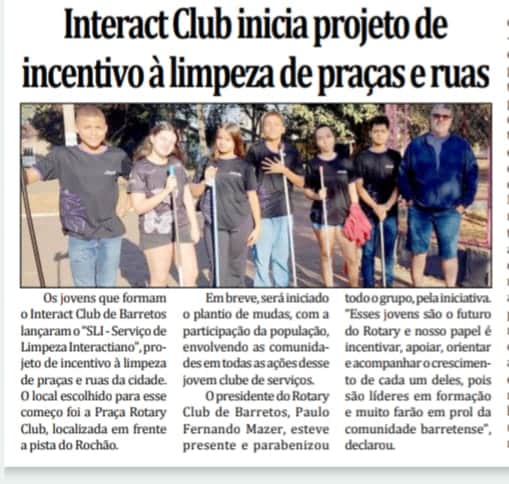 Interact Club de Barretos é notícia em mídia local no Jornal de Barretos com o lançamento de campanh...