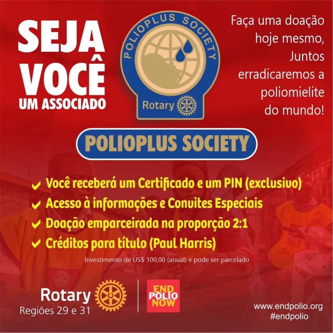 Seja você um associado Pólio Plus Society.

Solicite mais informações sobre como contribuir com o pr...