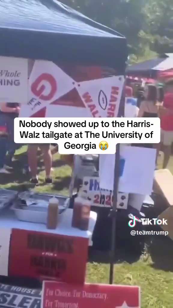 While we got a packed house in Butler, no one showed up to the Harris/Walz tailgate event in GA! 😂 ...