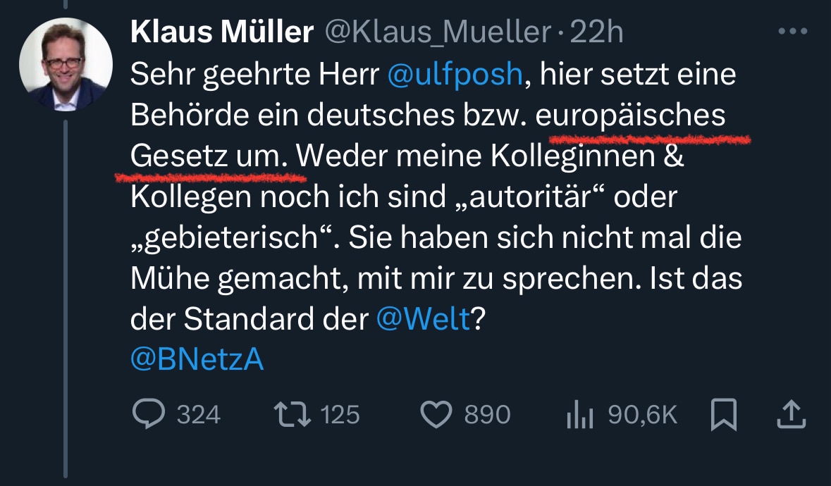 Klaus Müller und die „vertrauenswürdigen Hinweisgeber“:

Art. 5 GG: „Eine Zensur findet nicht statt....