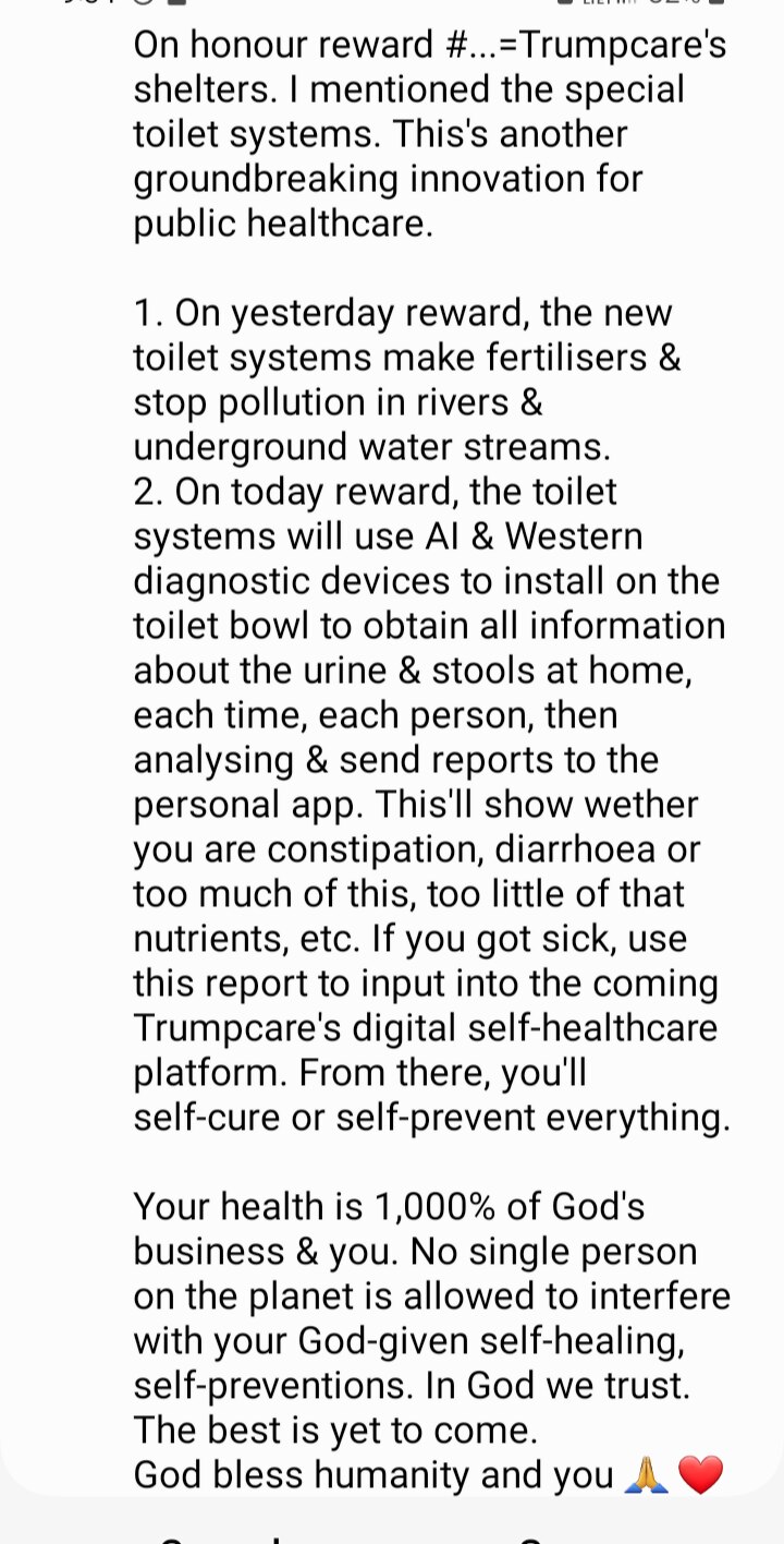 Honour Reward #27 - Trumpcare's Shelter's Special Toilet Systems  

