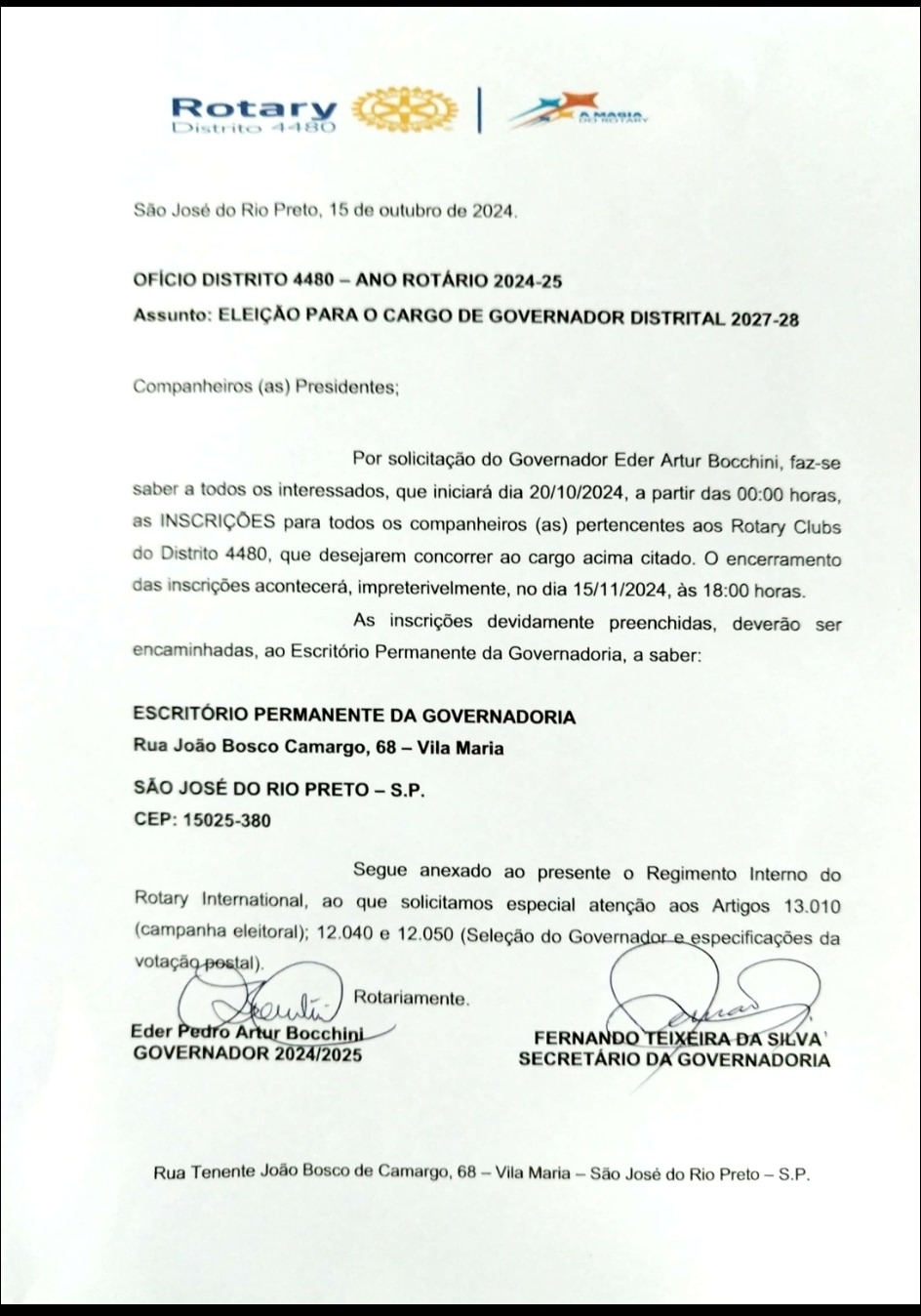 O Distrito 4480 abre inscrições para concorrer ao cargo de Gov. Distrital da gestão 2027-28.

https:...