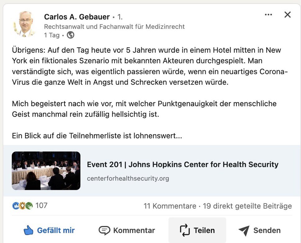 RA Carlos A. Gebauer:

"Übrigens: Auf den Tag  heute vor 5 Jahren wurde in einem Hotel mitten in New...